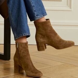 Gianvito Rossi Margaux Brown Suede Block Ankle Boot 38 7.5